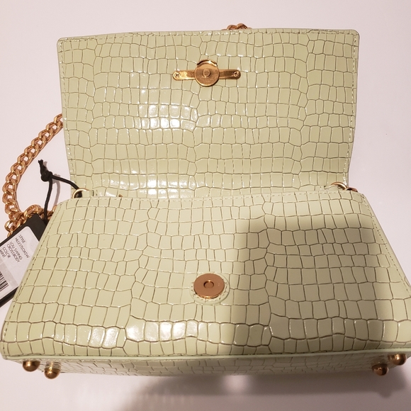 💖REBECCA MINKOFF Lou Mint Green Croc-Embossed Crossbody Bag NWT - Picture 14 of 17